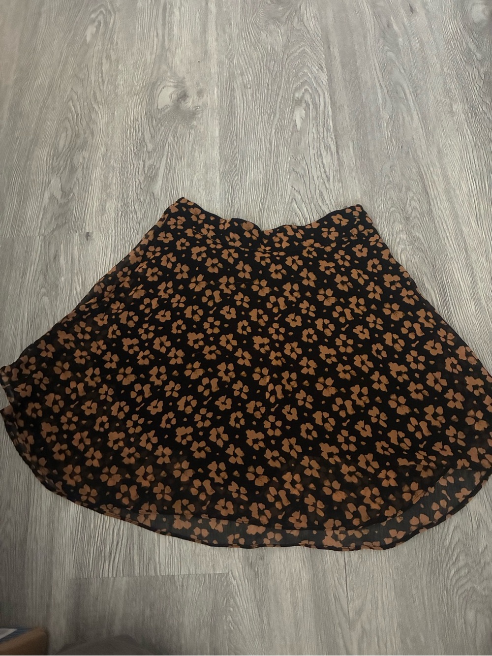 Urban Outfitters Black Skater Skirt with Tan Floral Print